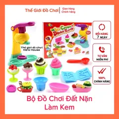 Bộ đồ chơi đất nặn an toàn cho bé dụng cụ máy làm kem tphcm