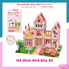 Đồ Chơi Lắp Ráp Nhà Búp Bê DIY – Tặng 4 Búp Bê Lâu Đài Công Chúa Barbie Cỡ Lớn, Phát Triển Kỹ Năng Sáng Tạo Cho Trẻ Em