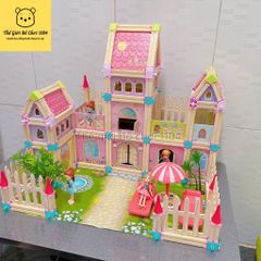Đồ Chơi Lắp Ráp Nhà Búp Bê DIY – Tặng 4 Búp Bê Lâu Đài Công Chúa Barbie Cỡ Lớn, Phát Triển Kỹ Năng Sáng Tạo Cho Trẻ Em