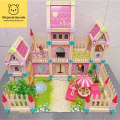 Đồ Chơi Lắp Ráp Nhà Búp Bê DIY – Tặng 4 Búp Bê Lâu Đài Công Chúa Barbie Cỡ Lớn, Phát Triển Kỹ Năng Sáng Tạo Cho Trẻ Em
