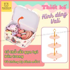 Bộ Đồ Chơi Tiệc Trà Bánh Họa Tiết Hoa 46 Chi Tiết - Vali Trà Kèm Tháp Bánh An Toàn Cho Bé Từ 2 Tuổi