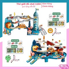 Bộ Đồ Chơi Lắp Ráp Đường Hầm Khủng Long & Sư Tử - Đường Đua Ô Tô Siêu Tốc An Toàn Cho Trẻ Em, Kích Thích Sự Khéo Léo và Tư Duy