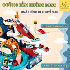Bộ Đồ Chơi Lắp Ráp Đường Hầm Khủng Long & Sư Tử - Đường Đua Ô Tô Siêu Tốc An Toàn Cho Trẻ Em, Kích Thích Sự Khéo Léo và Tư Duy