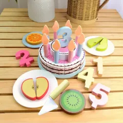 Đồ Chơi Bánh Sinh Nhật Bằng Gỗ - Bộ Cắt Bánh Kem An Toàn Cho Bé Từ 1-5 Tuổi - Đồ Chơi Phát Triển Kỹ Năng Sáng Tạo
