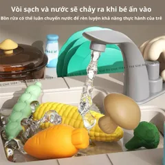 Bộ đồ chơi nhà bếp cho bé cỡ lớn 1 mét, có khói, đồ chơi nấu ăn