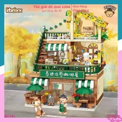 Đồ chơi lắp ráp mô hình quán cà phê kèm 3 gấu Teddy của Inbrixx chính hãng 1138 mảnh ghép (Hộp Đẹp)