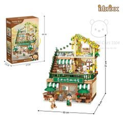 Đồ chơi lắp ráp mô hình quán cà phê kèm 3 gấu Teddy của Inbrixx chính hãng 1138 mảnh ghép (Hộp Đẹp)
