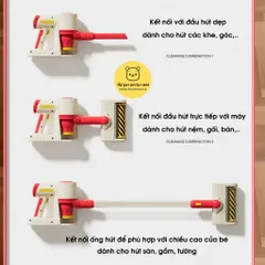 Đồ chơi máy hút bụi cho bé, 3 đầu hút, sử dụng pin, đồ chơi dọn dẹp nhà cửa