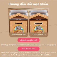 Két sắt mini cho bé có vân tay, mật khẩu, kèm chó cắn tay hù dọa, ống heo tiết kiệm thông minh