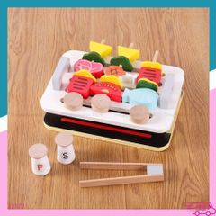 Đồ Chơi Bếp Nướng BBQ Gỗ Kabeiqi 26 Chi Tiết - Đồ Chơi Nhà Bếp An Toàn Cho Trẻ 3 Tuổi Trở Lên