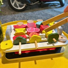 Đồ Chơi Bếp Nướng BBQ Gỗ Kabeiqi 26 Chi Tiết - Đồ Chơi Nhà Bếp An Toàn Cho Trẻ 3 Tuổi Trở Lên