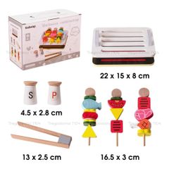 Đồ Chơi Bếp Nướng BBQ Gỗ Kabeiqi 26 Chi Tiết - Đồ Chơi Nhà Bếp An Toàn Cho Trẻ 3 Tuổi Trở Lên