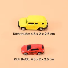 SET 4 xe ô tô mini chơi kèm với đường hầm khủng long sư tử bãi đậu xe ô tô
