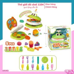 Đồ Chơi Đất Nặn Khuôn Làm Bánh Chú Ếch Xanh - Bộ 5 Hủ Đất Sét An Toàn Cho Bé, 13 Chi Tiết Phát Triển Sáng Tạo