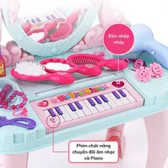 Bộ bàn trang điểm cho bé cỡ lớn kèm đàn piano và nhiều phụ kiện - Đồ chơi phát triển kỹ năng xã hội cho trẻ từ 4 tuổi trở lên