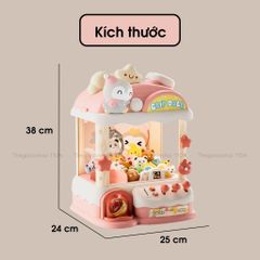 Máy gắp thú bông chim cánh cụt dễ thương, có thời gian/nhạc/đèn tặng gấu mini, trò chơi gắp thú