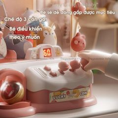 Máy gắp thú bông chim cánh cụt dễ thương, có thời gian/nhạc/đèn tặng gấu mini, trò chơi gắp thú