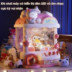 Máy gắp thú bông chim cánh cụt dễ thương, có thời gian/nhạc/đèn tặng gấu mini, trò chơi gắp thú