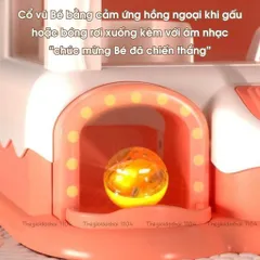 Máy gắp thú bông chim cánh cụt dễ thương, có thời gian/nhạc/đèn tặng gấu mini, trò chơi gắp thú