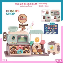 Bộ đồ chơi máy làm bánh Donut 34 chi tiết, đồ chơi quầy siêu thị bán hàng cho bé