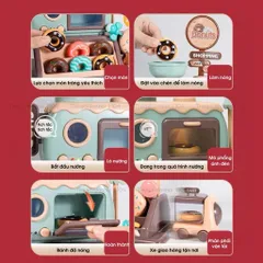 Bộ đồ chơi máy làm bánh Donut 34 chi tiết, đồ chơi quầy siêu thị bán hàng cho bé