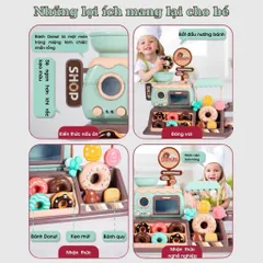 Bộ đồ chơi máy làm bánh Donut 34 chi tiết, đồ chơi quầy siêu thị bán hàng cho bé