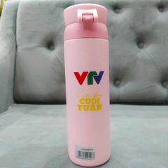 Bình Giữ Nhiệt LocknLock Wannabe One Touch 450ml - Màu Hồng, Phiên Bản Logo VTV, Nắp Bật Tiện Lợi, Giữ Nhiệt Tốt Cho Đồ Uống
