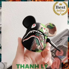 ỐP AIRPOD MẶT GẤU BAPE - Vỏ Bọc Silicone Dẻo Cho Tai Nghe AirPods 1 2 PRO - Phụ Kiện Thời Trang Độc Đáo