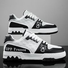 Giày thể thao nam GN06M OQQQ Sneaker Gấu Trắng Đen - Thời Trang Đi Học, Đi Chơi, Dễ Phối Đồ