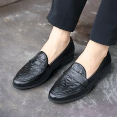Giày Tây Nam Da Mềm Dập Vân 3D - Đế Cao Su Bền Chắc, Phong Cách Trẻ Trung, Dễ Phối Đồ Đi Học, Đi Chơi, Đi Làm