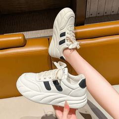 Giày Sneaker Nữ Độn Đế Bánh Mì Buộc Dây Hàn Quốc Thời Trang Dễ Phối Đồ - Phù Hợp Đi Học, Đi Chơi, Đi Làm