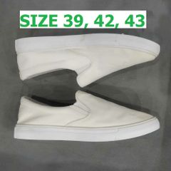 Giày Lười Nam Slip-on G16 TRẮNG - Đế Bằng Thoáng Khí Dễ Phối Đồ, Phong Cách Đi Học, Đi Chơi - Hàng Chất Lượng Tồn Kho Có Lỗi Nhỏ