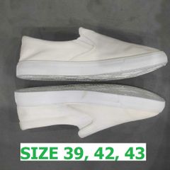Giày Lười Nam Slip-on G16 TRẮNG - Đế Bằng Thoáng Khí Dễ Phối Đồ, Phong Cách Đi Học, Đi Chơi - Hàng Chất Lượng Tồn Kho Có Lỗi Nhỏ