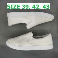 Giày Lười Nam Slip-on G16 Trắng - Thoáng Khí, Đế Bằng, Phối Đồ Dễ Dàng, Sale Thanh Lý Số Lượng Ít, Hình Ảnh Thật