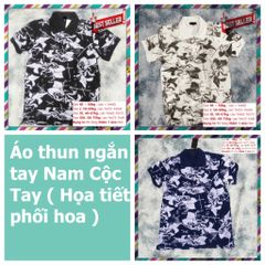 Áo Polo Ngắn Tay Nam Họa Tiết Phối Hoa - Vải Cá Sấu Co Giãn, Chất Lượng, Nhiều Màu ĐEN, TRẮNG, XANH THAN