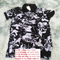 Áo Polo Ngắn Tay Nam Họa Tiết Phối Hoa - Vải Cá Sấu Co Giãn, Chất Lượng, Nhiều Màu ĐEN, TRẮNG, XANH THAN