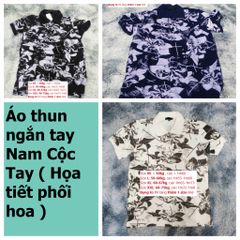 Áo Polo Nam Họa Tiết Hoa - Cotton Cao Cấp Thanh Lịch, Thấm Hút Mồ Hôi, 3 Màu Đen/Trắng/Xanh Than