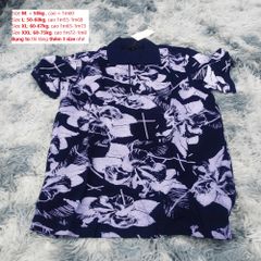 Áo Phông Cộc Tay Nam Cổ Bẻ Họa Tiết Hoa - Chất Vải Cá Sấu Co Giãn 4 Chiều, Mềm Mịn, Thấm Hút Mồ Hôi - Đen/Trắng/Xanh Than