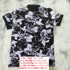 Áo Polo Nam Họa Tiết Phối Hoa Màu Đen - Vải Cá Sấu Cotton Cao Cấp Thấm Hút Mồ Hôi, Thoáng Mát, Phong Cách Thanh Lịch