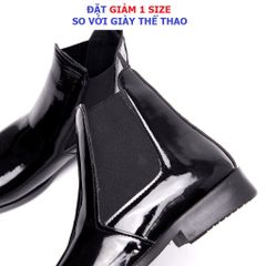 Giày Chelsea Boot Nam Cao Cổ Đen Bóng - Chất Lượng Cao, Đế Siêu Bền, Tăng Chiều Cao 3cm, Phong Cách Thời Trang Cho Nam