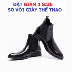 Giày Chelsea Boot Nam Cao Cổ Đen Bóng - Chất Lượng Cao, Đế Siêu Bền, Tăng Chiều Cao 3cm, Phong Cách Thời Trang Cho Nam