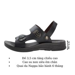 Dép Nam Quai Ngang Da Cao Cấp D05 - Đế Cao Su Non Đúc Nguyên Khối Thời Trang Cho Học Sinh, Đi Chơi, Đi Làm