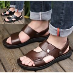 Dép Nam Da Thật Quai Hậu Đế Đúc Siêu Bền Chống Nước Thời Trang Mẫu Mới - Chất Lượng Cao, Đầy Đủ Size, Giao Hàng Toàn Quốc