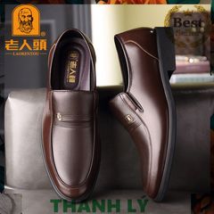 Giày Tây Nam Logo Ông Già Cao Cấp Da Bò Tăng Chiều Cao 5-6cm - Đế Khâu 100% Cao Su Non Êm Ái, Thích Hợp Đi Học, Đi Chơi, Đi Làm