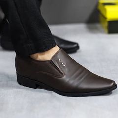 Giày tây nam đế cao 3cm kèm họa tiết tinh tế , giày da nam công sở mũi nhọn