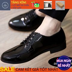 Giày Tây Nam Công Sở Tăng Chiều Cao Da Bóng Đế Cao Su Đúc - Phong Cách Trẻ Trung, Màu Đen, Size 37-44