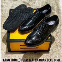 Giày Tây Nam Công Sở Tăng Chiều Cao Da Bóng Đế Cao Su Đúc - Phong Cách Trẻ Trung, Màu Đen, Size 37-44
