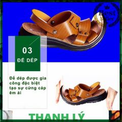 Dép Nam Da Bò Chính Hãng - Cao Cấp, Siêu Bền, Thời Trang Mẫu Mới, Bảo Hành 1 Năm, Đế Cao Su Chống Trơn Trượt