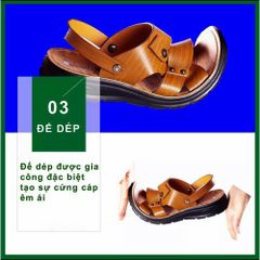 Dép Nam Da Bò Chính Hãng - Cao Cấp, Siêu Bền, Thời Trang Mẫu Mới, Bảo Hành 1 Năm, Đế Cao Su Chống Trơn Trượt