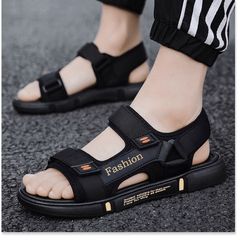 Sandal nam 2 quai ngang nối Fashion đi học đi chơi dễ phối đồ